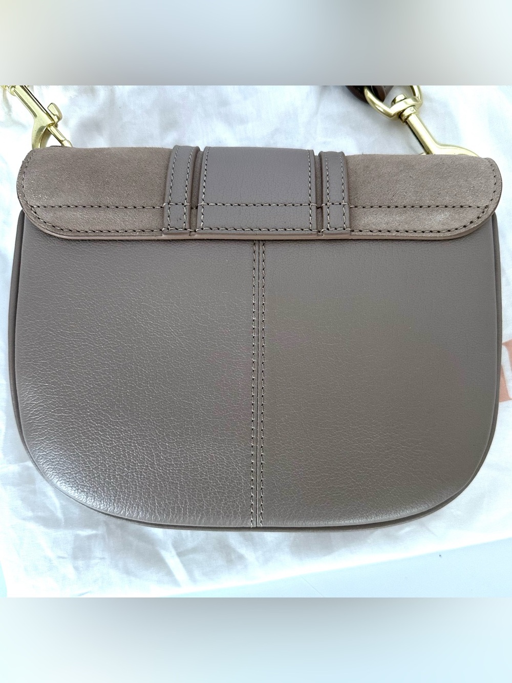 New See by Chloé Hana Suede & Leather Shoulder Bag in Motty Grey - Picture 6 of 16